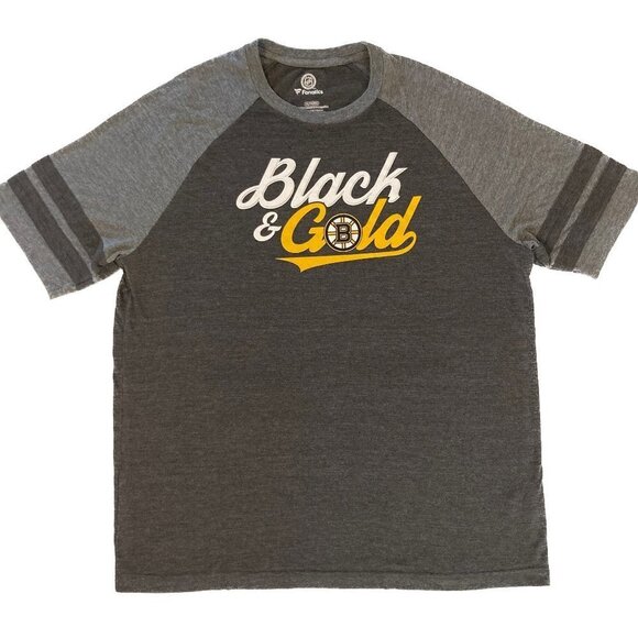 Boston Bruins Black & Gold Fanatics Jersey Styled 1/4 Sleeve T-Shirt Size XL - Picture 1 of 7